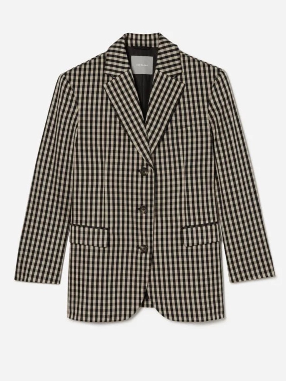 EVERLANE The 80’s Blazer Gingham Women’s Size 4 Black Cream Oversized
